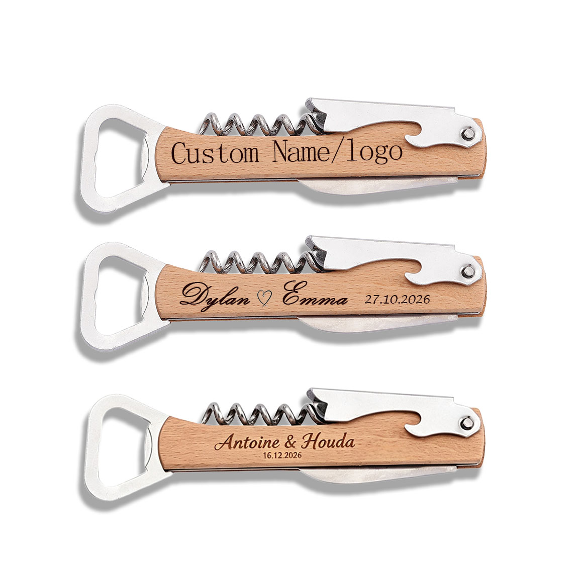 Wine Beer Name - 20 ouvre-bouteilles en bois gravés personnalisés,