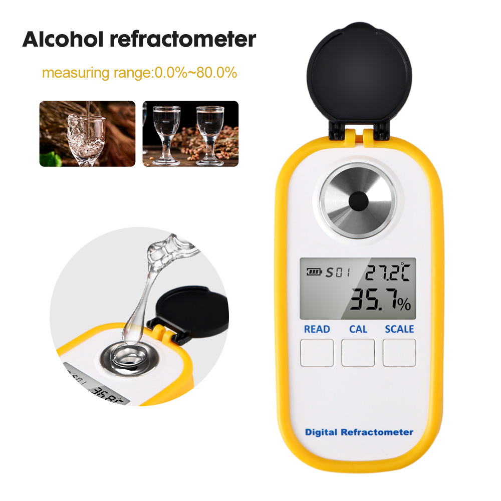 Wine To Beer Alcohol - Réfractomètre numérique d'alcool 0-80%, écran LCD